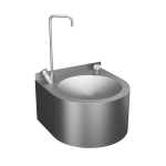 Nerezová pitná fontánka s automaticky ovládaným výtokem a armaturou na napouštění sklenic, 6 V