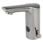 Automatická stojánková baterie s regulací, úzký výtok, dvě vody, metal grey, 24 V DC