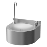 Nerezová pitná fontána závěsná s tlačnou pitnou armaturou a armaturou pro napouštění sklenic