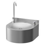 Nerezová pitná fontána závěsná s elektronikou a armaturou pro napouštění sklenic, 6 V