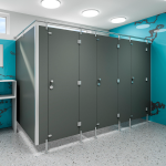 Sanitární kabinky a příčky, HPL,  tl. 12 mm, nerez profil, do vlhkých prostor