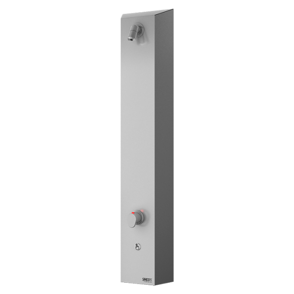 Nerezový sprchový panel s integrovaným piezo ovládáním a termostatickým ventilem, 24 V DC