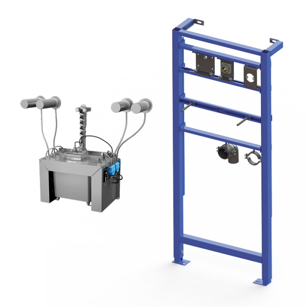 Automatický centrální nástěnný dávkovač mýdla, nerezová ramínka (4 ks), nádržka na mýdlo 6 l, včetně montážního rámu SLR 24, 230 V AC