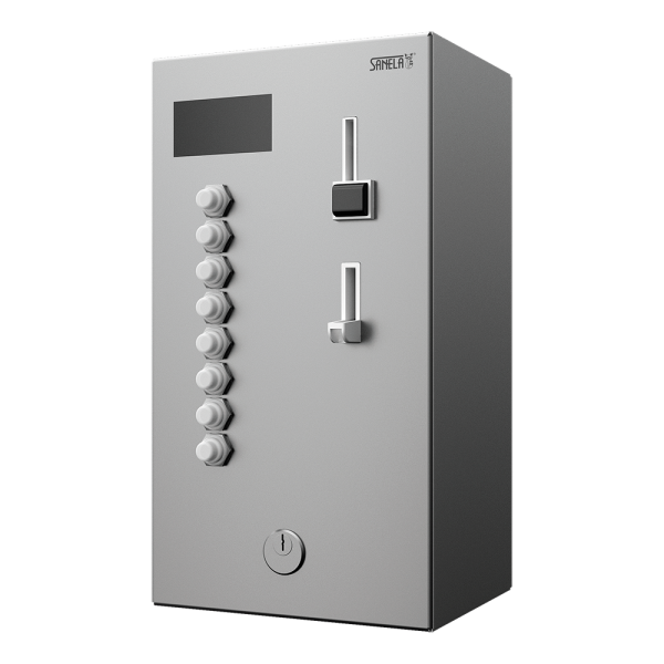 Mincovní automat pro až 8 jednofázových spotřebičů 230 V AC, volba tlačítkem, 24 V DC