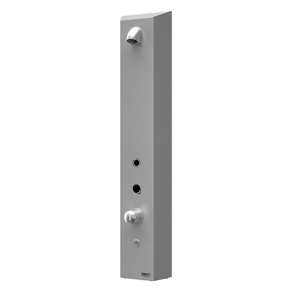 Nerezový sprchový nástěnný žetonový RFID panel - pro dvě vody, regulace směšovací baterií, 24 V DC