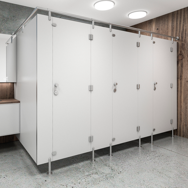 Sanitární kabinky a příčky, lamino tl. 18 mm, nerez profil, do suchých prostor